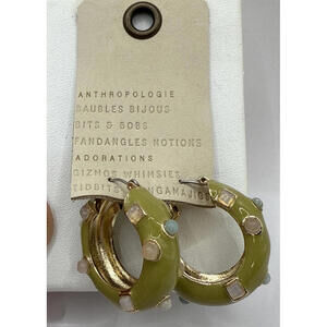 NWT Anthropologie Green Hoop Earrings
